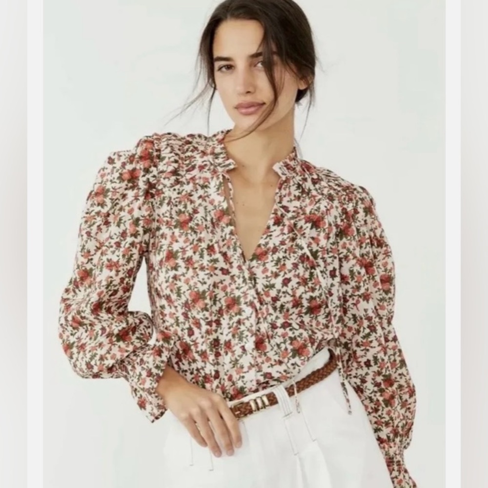 Free People Meant To Be Vintage Boho Floral Blouse.